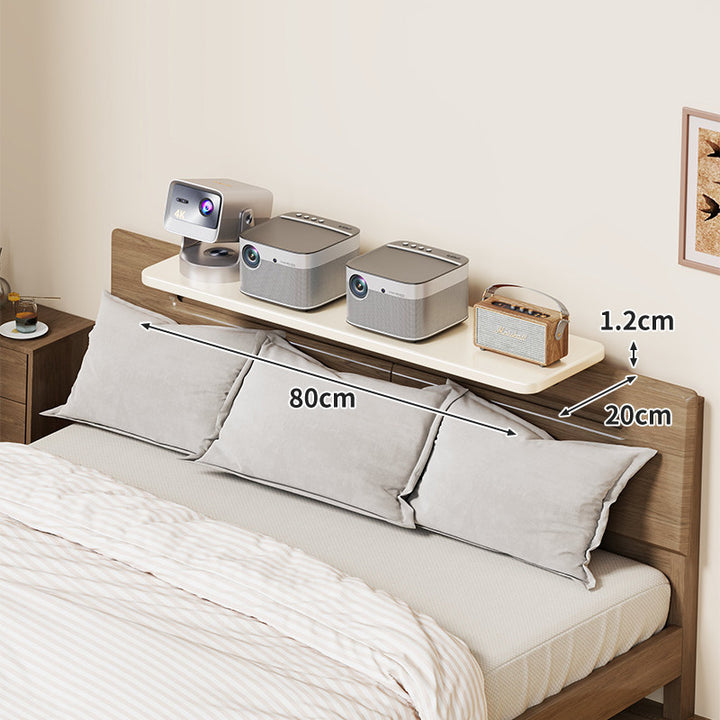 Headboard-Mounted Floating Bedside Shelf for Projectors and Devices