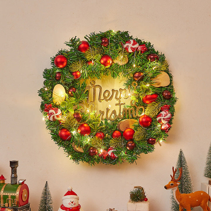 Festive Christmas wreath with lights