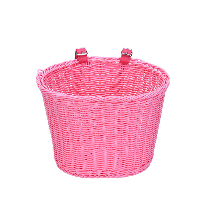 Woven Storage Basket with Leather Straps