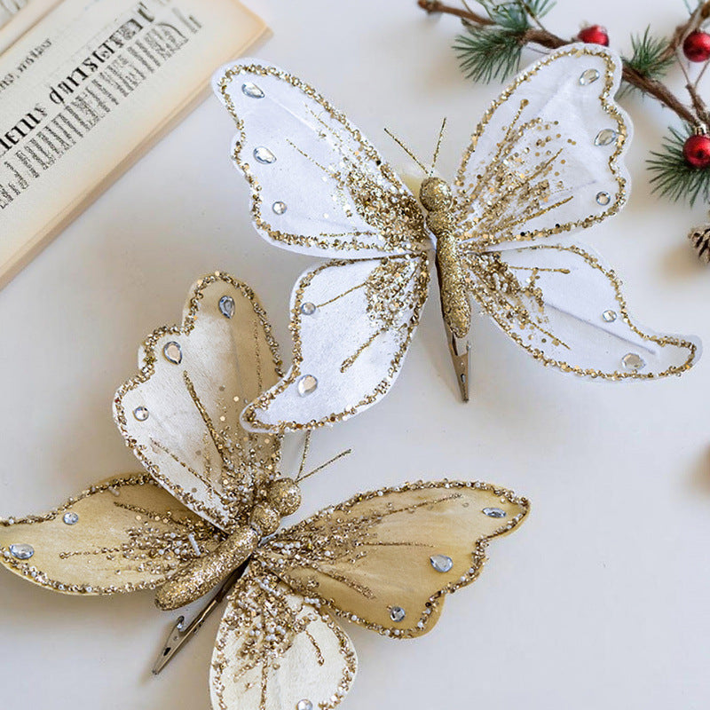 Elegant butterfly hair clips with glitter and rhinestones