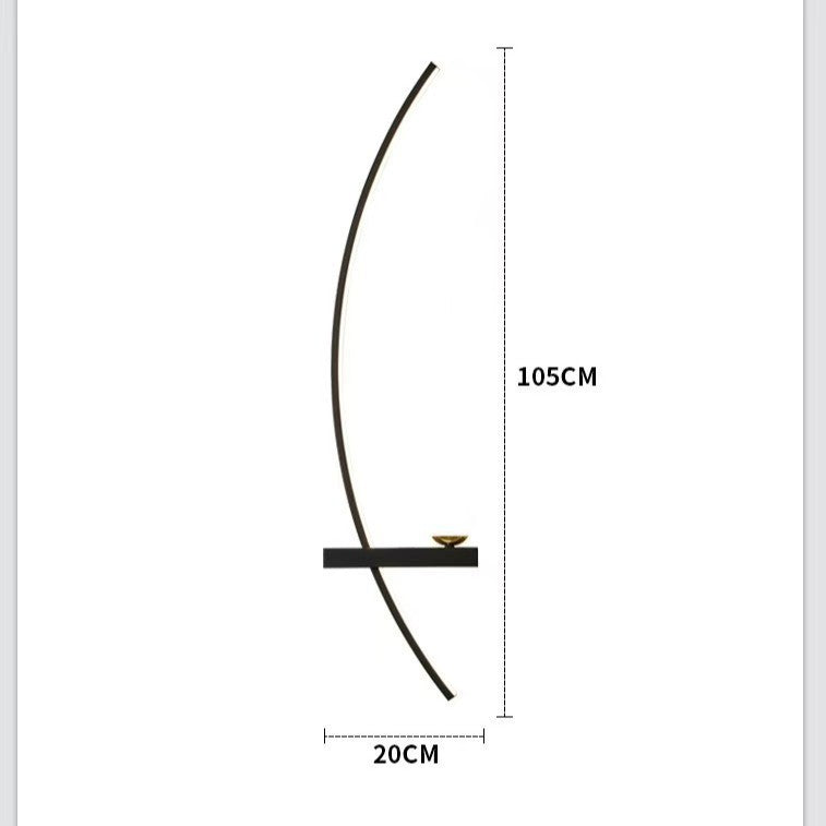 Curved LED ambient wall lamp with integrated shelf