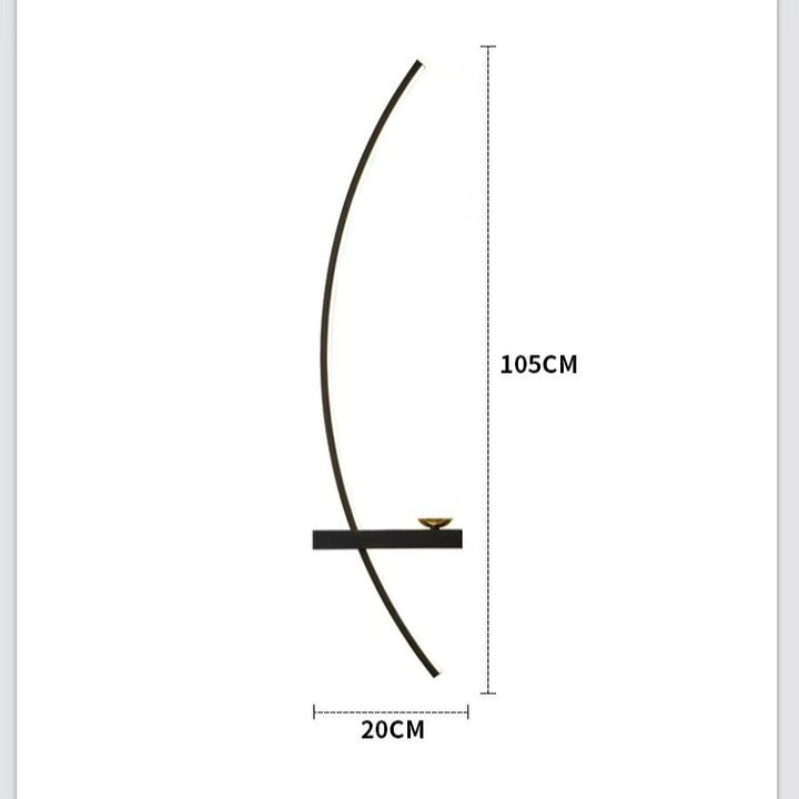 Curved LED ambient wall lamp with integrated shelf