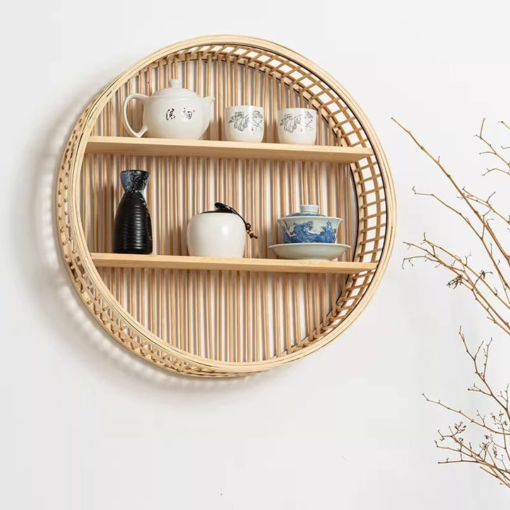 Handwoven storage basket for bathroom utensils