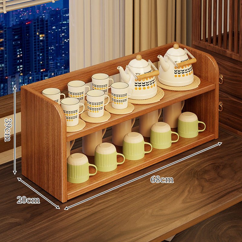 Three-Tier Wooden Cup and Mug Organizer Display Shelf for Countertop