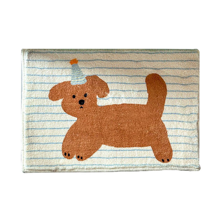 Decorative Plush Absorbent Anti-Slip Cartoon Dog Floor Mat