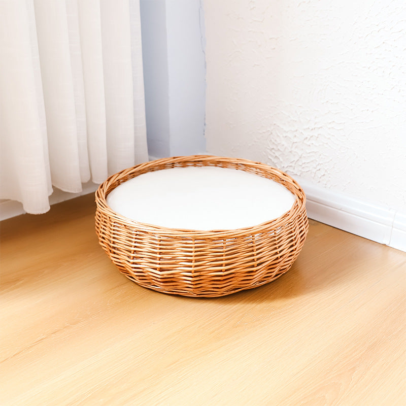 Handcrafted Round Wicker Storage Basket