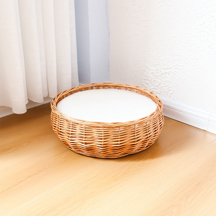Handcrafted Round Wicker Storage Basket