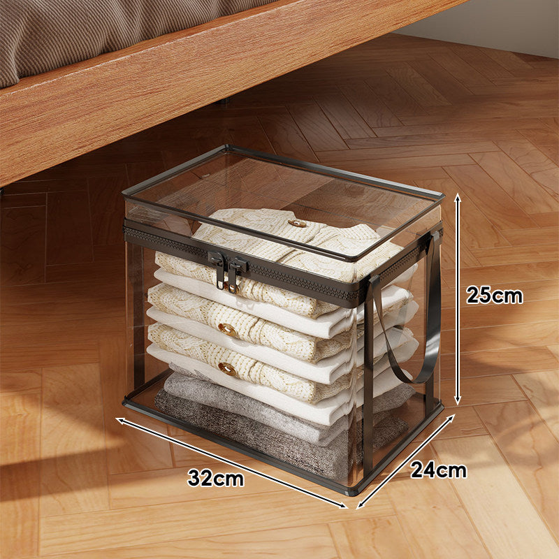 Clear Stackable Garment Storage Box with Lockable Zipper and Carry Handles