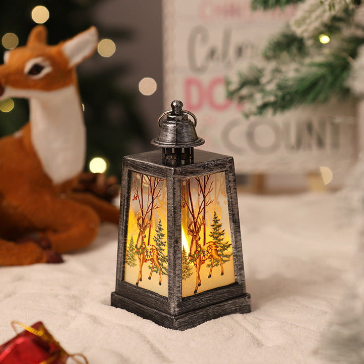 Decorative Christmas lantern with winter motifs