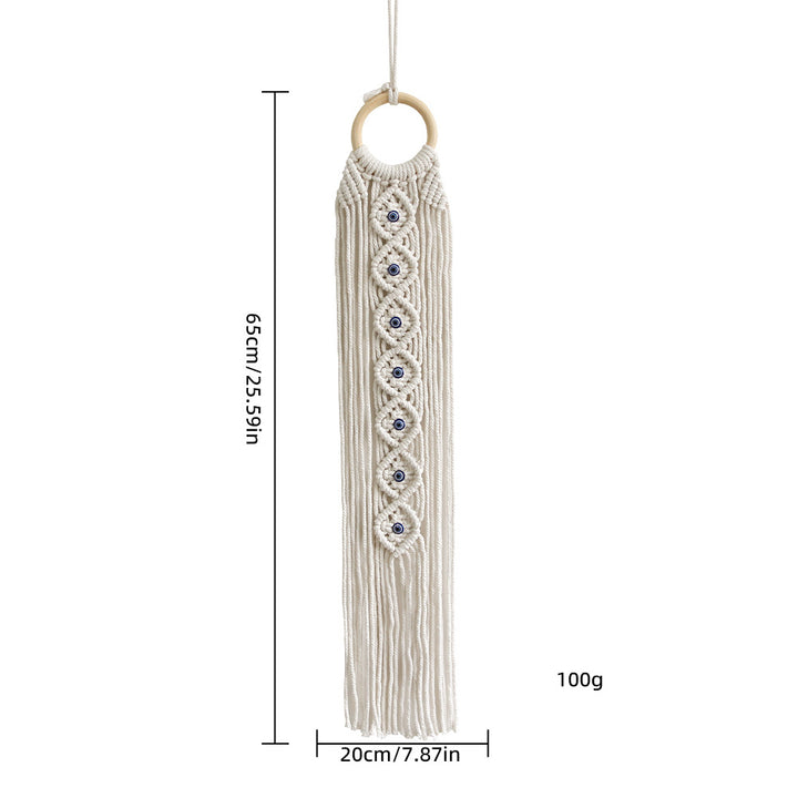 Macrame Wall Hanging with Wooden Ring and Decorative Elements