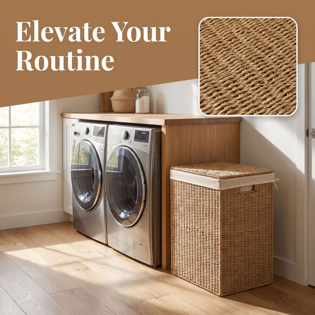 High-quality laundry basket made of natural wicker