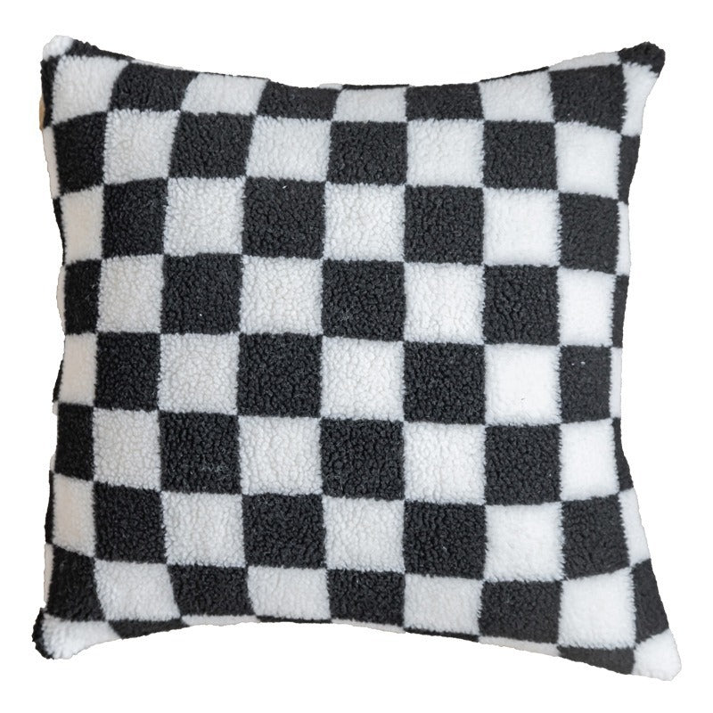 Plush Checkerboard Throw Pillow
