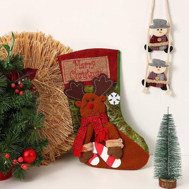 Festive Christmas stocking with loving Santa motifs