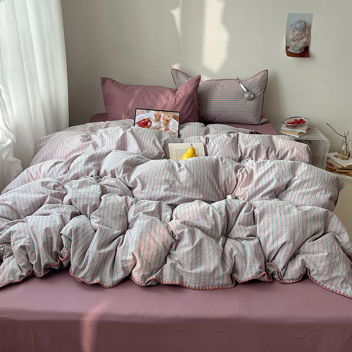 Decorative Striped Duvet Cover Set Avarnia