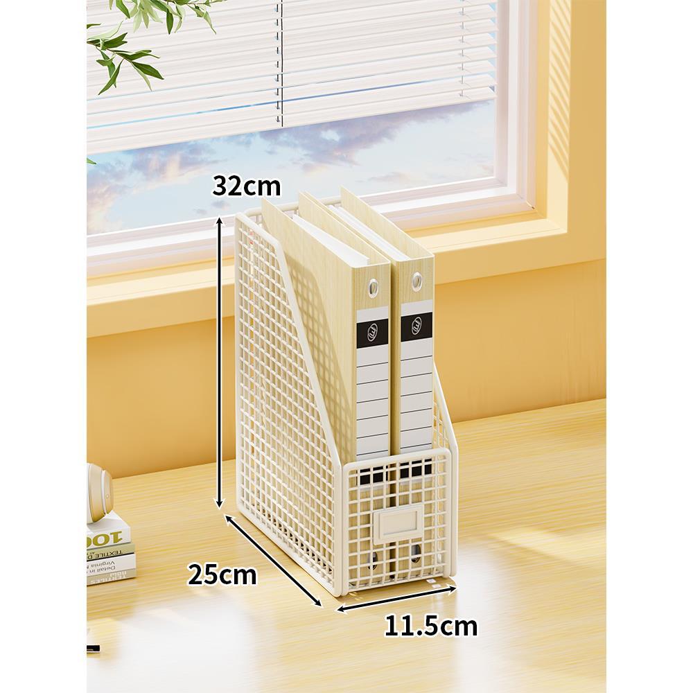 Desktop Mesh File Organizer with Vertical Magazine Slots and Label Holders