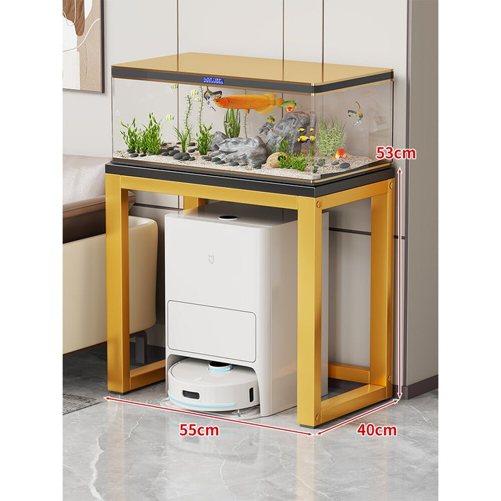 Modern Metal Frame Aquarium Console Table with Integrated LED Hood