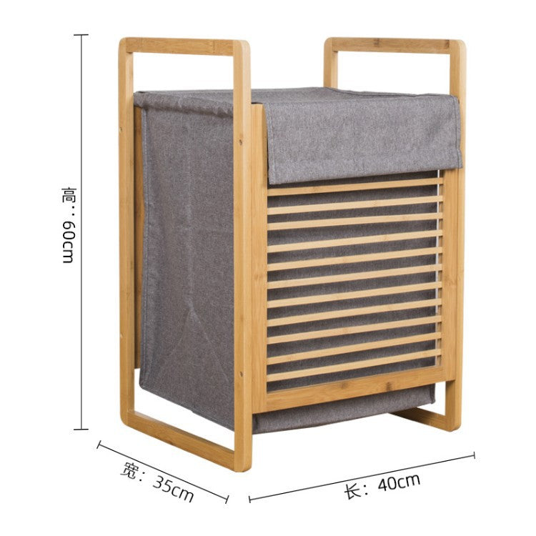 Laundry basket with bamboo frame and fabric insert