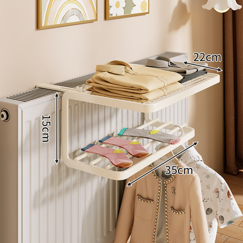 Radiator-Mounted Drying Shelf and Hanging Rack