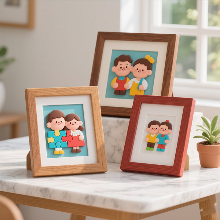 Playful Character Puzzle Frame