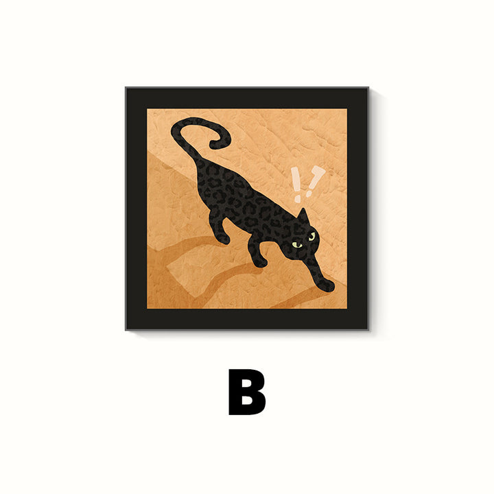 Decorative Cat-Themed Framed Artwork