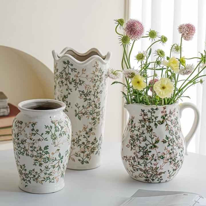 Handcrafted ceramic vase with floral motifs