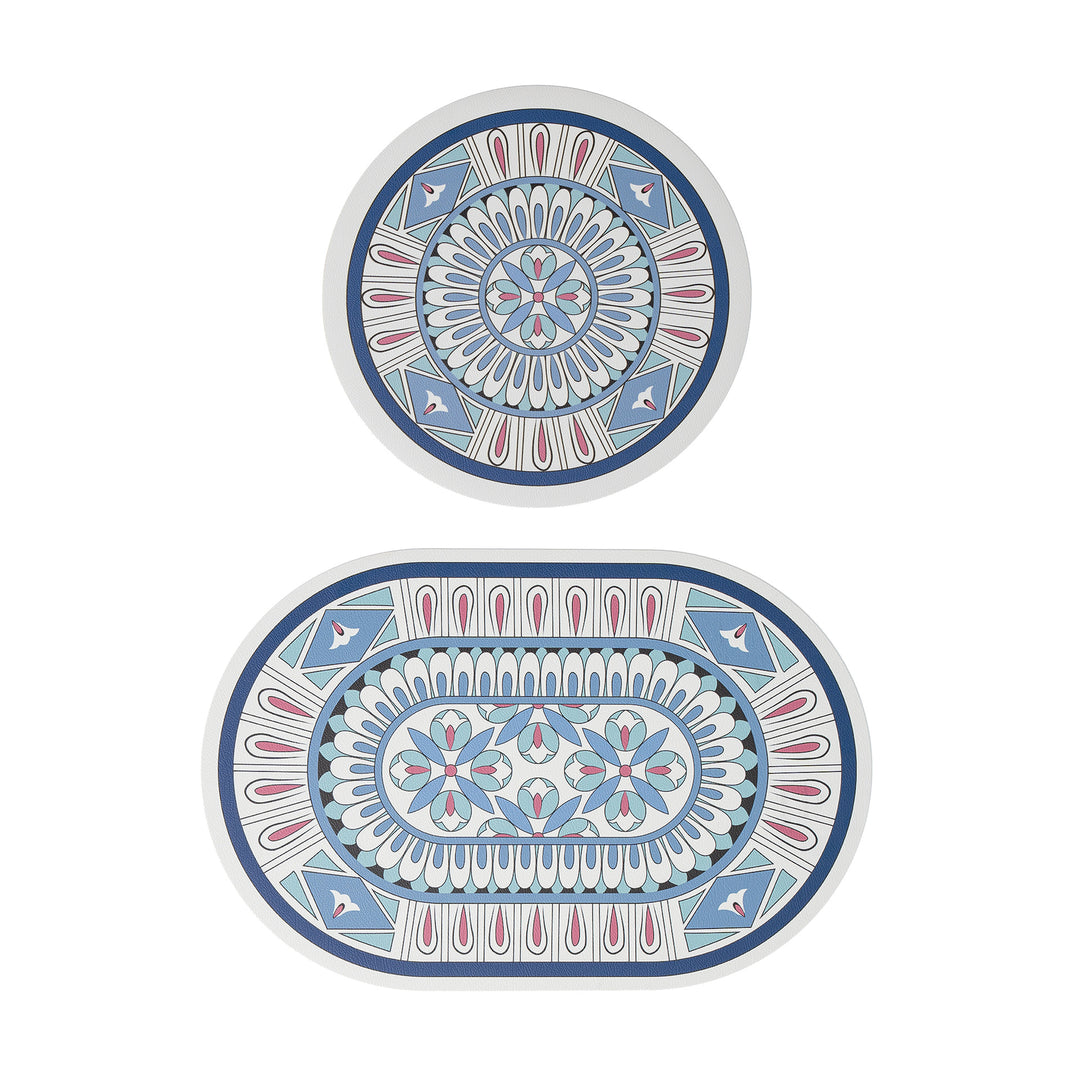 Bathroom Mat Set with non-slip soft back underside and fine lace pattern look