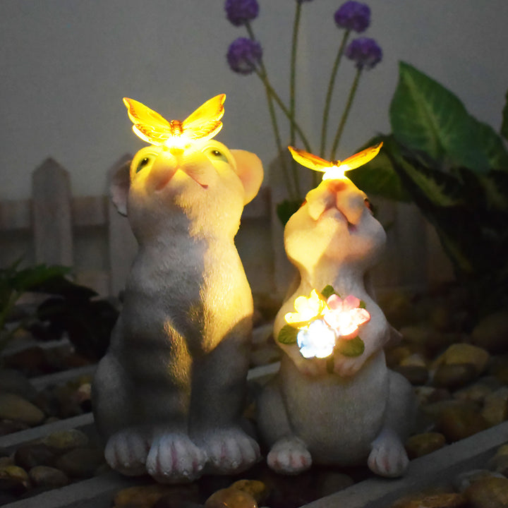 Playful Solar-Powered LED Garden Statue Frog on Turtle Resin Ornament