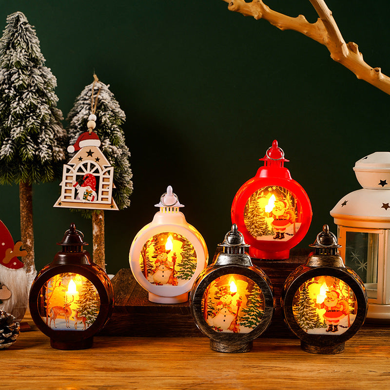 Nostalgic Christmas lantern with inviting deer scene