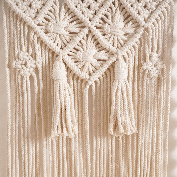 Macrame Wall Hanging Shelf with Decorative Accents