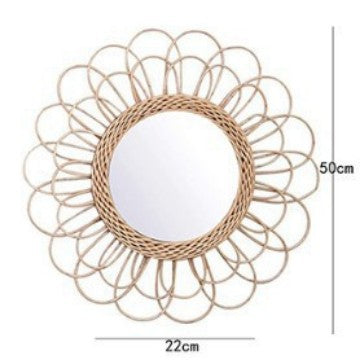 Decorative Wall Mirror Made of Rattan