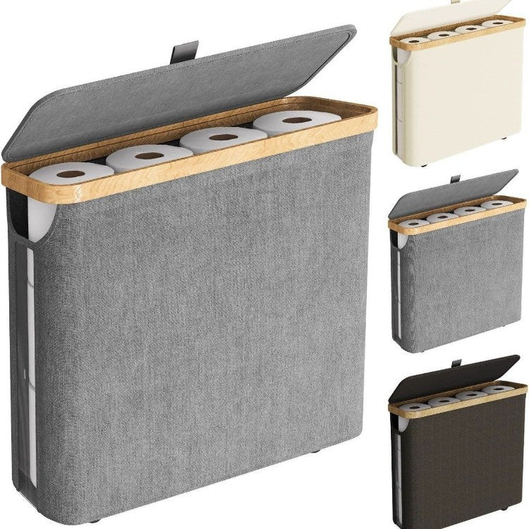 Elegant Laundry Container Made of High-Quality Textile with Bamboo Frame