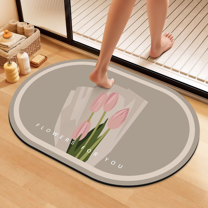 Artistic Floral Bath Mat