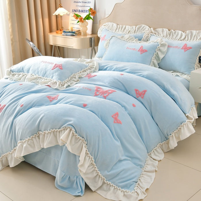 Embroidered Butterfly Cozy Comforter Set