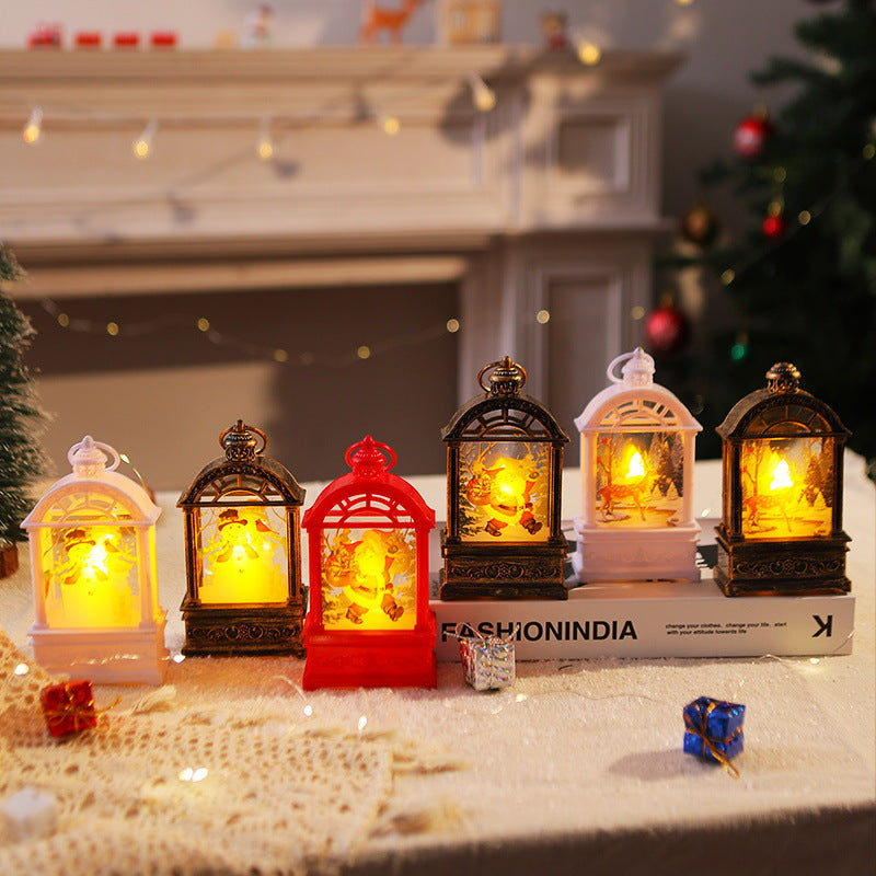 Decorative Christmas lantern with nostalgic Santa motif