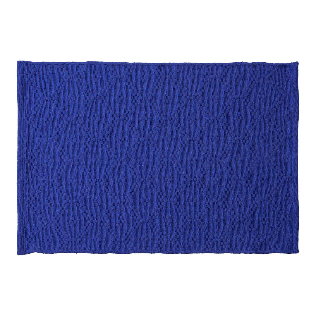 Woven square placemat with embossed diamond pattern