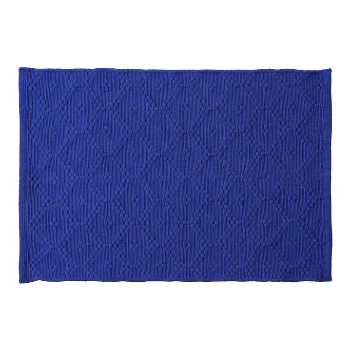 Woven square placemat with embossed diamond pattern