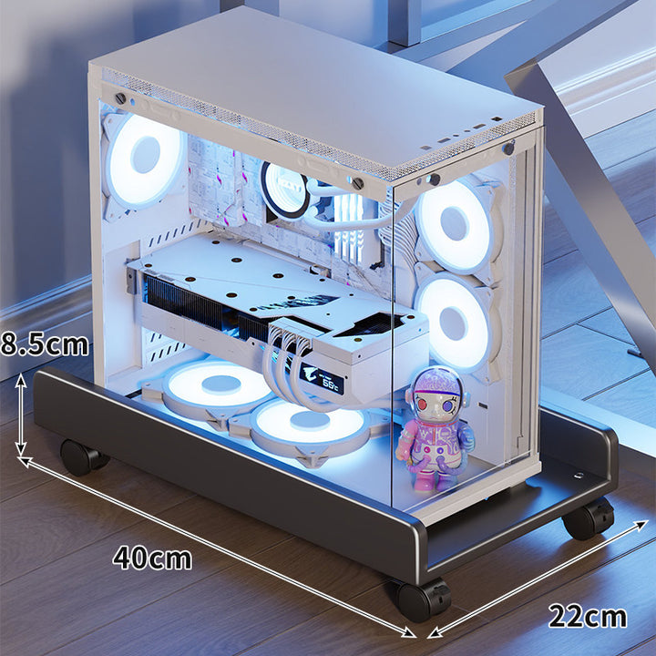 Mobile Desktop PC Tower Rolling Stand with Raised Anti-Slip Platform and Locking Swivel Casters