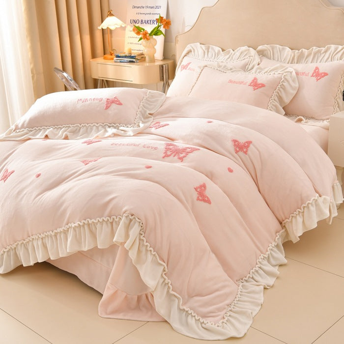 Embroidered Butterfly Cozy Comforter Set