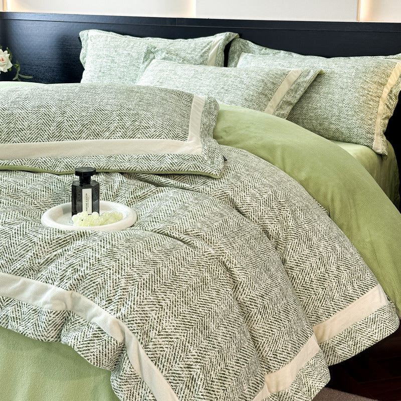 Decorative Herringbone Textured Bedding Set Avarnia
