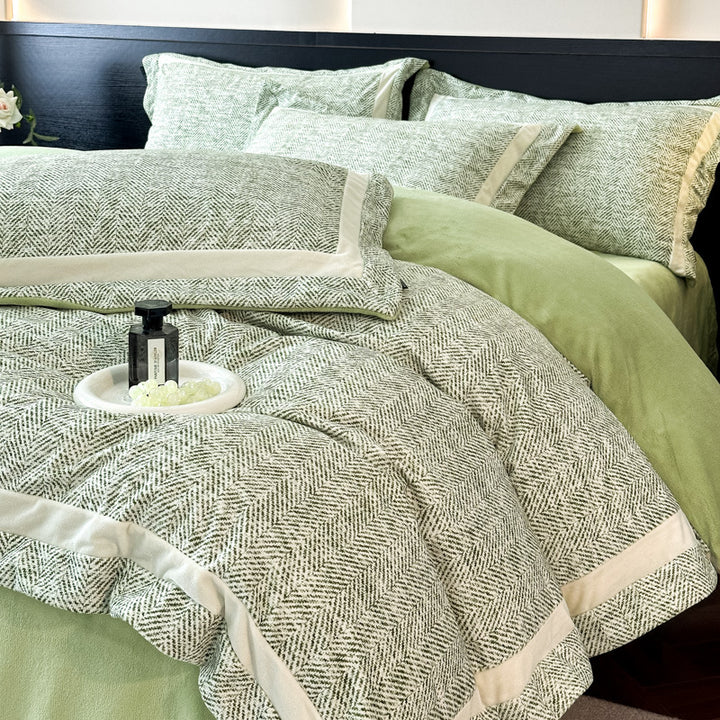 Decorative Herringbone Textured Bedding Set Avarnia
