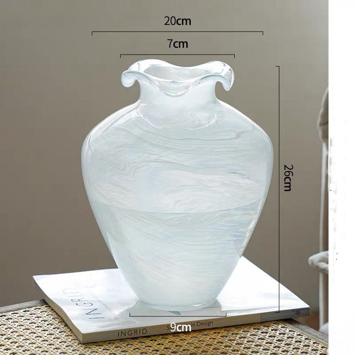 Decorative Hand-Blown Marbleized Glass Vase