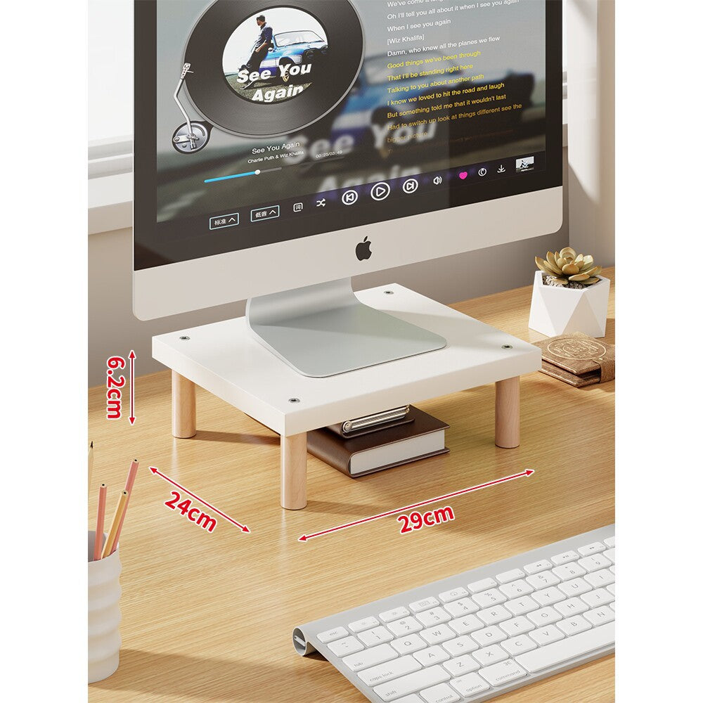Elevated Wooden-Leg Monitor Riser with Under-Shelf Storage