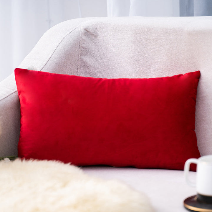 Plush Velvet Lumbar Pillow Cover with Hidden Zipper and Removable Insert Support