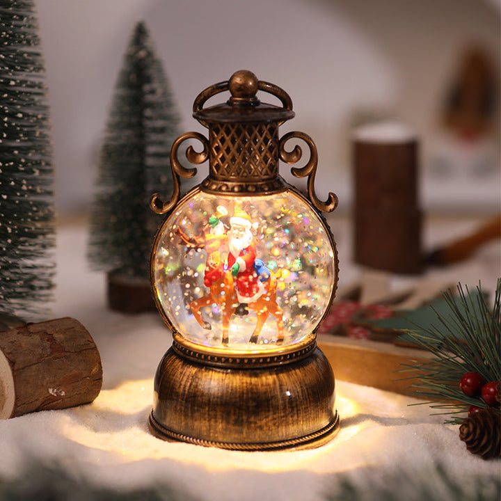 Nostalgic Christmas lantern with movable snowman scene