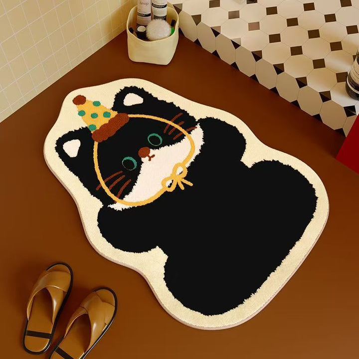 Cartoon Cat-Themed Bath Mat