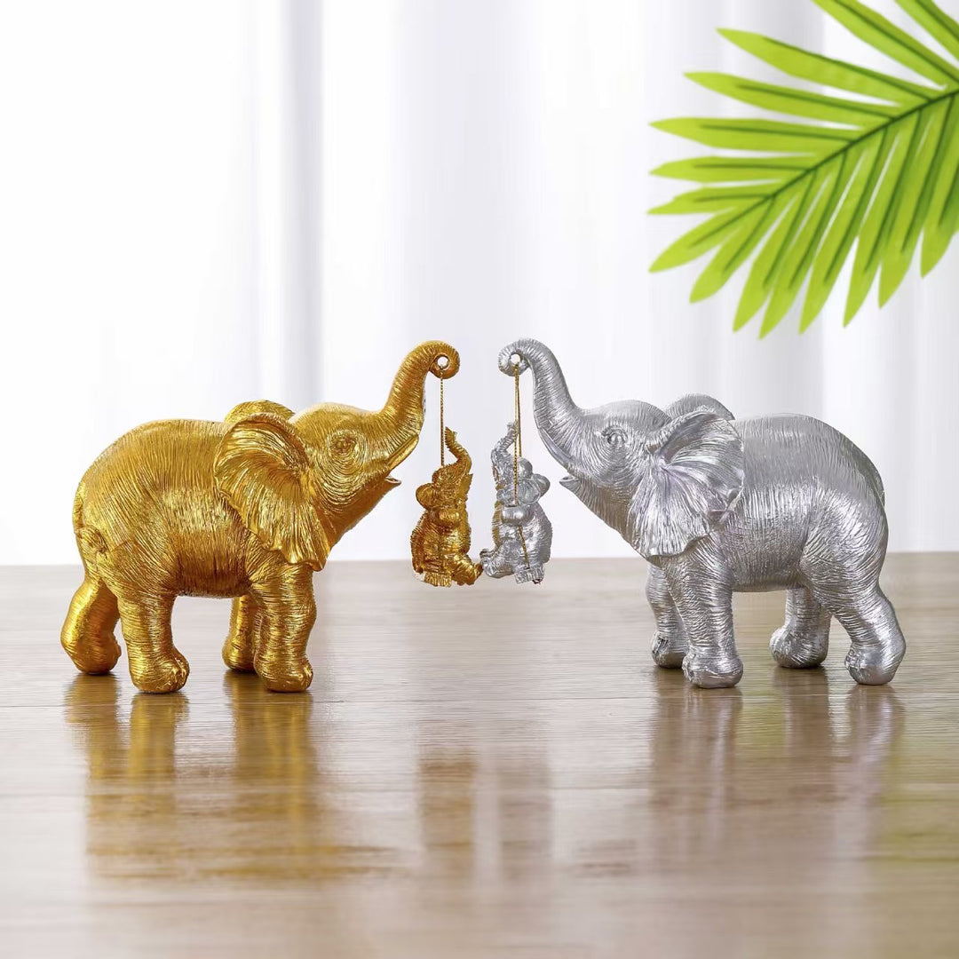 Decorative Elephant Family Sculpture