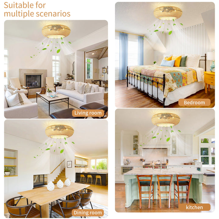 Bamboo fabric ceiling light