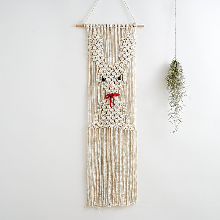 Whimsical Macramé Bunny Wall Hanging