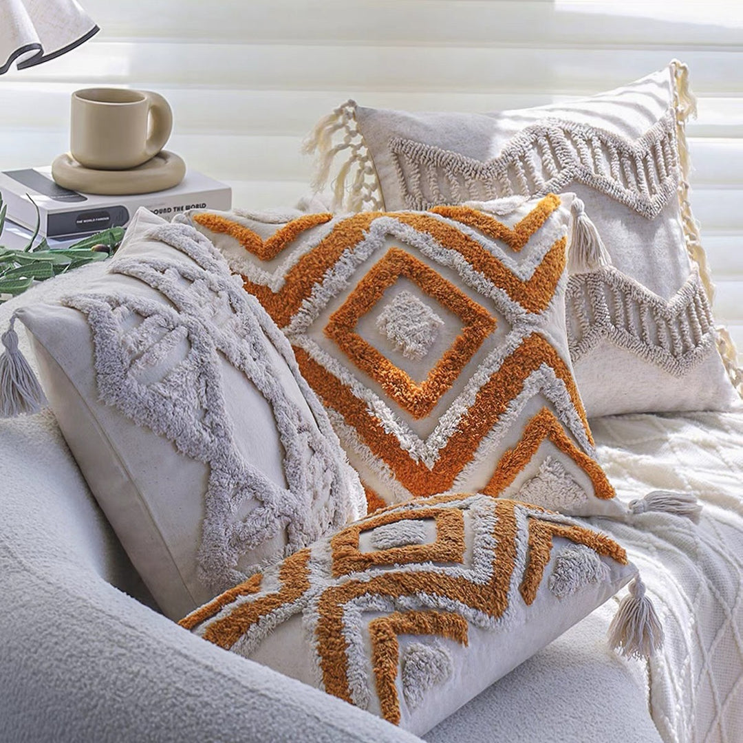 Textured Geometric Accent Cushion