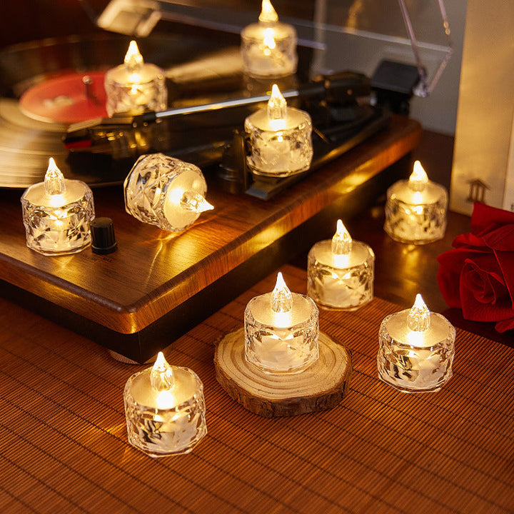 Decorative LED real wax candle in crystal look